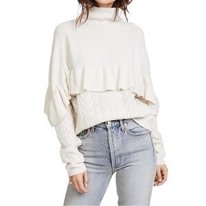Project naadam white ruffled knit sweater